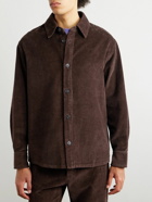 A.P.C. - Logo-Embroidered Cotton and Linen-Blend Corduroy Overshirt - Brown