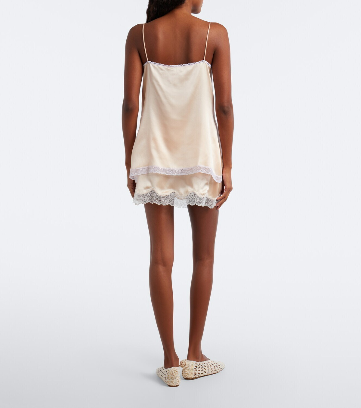 Magda Butrym Lace-trimmed silk satin miniskirt