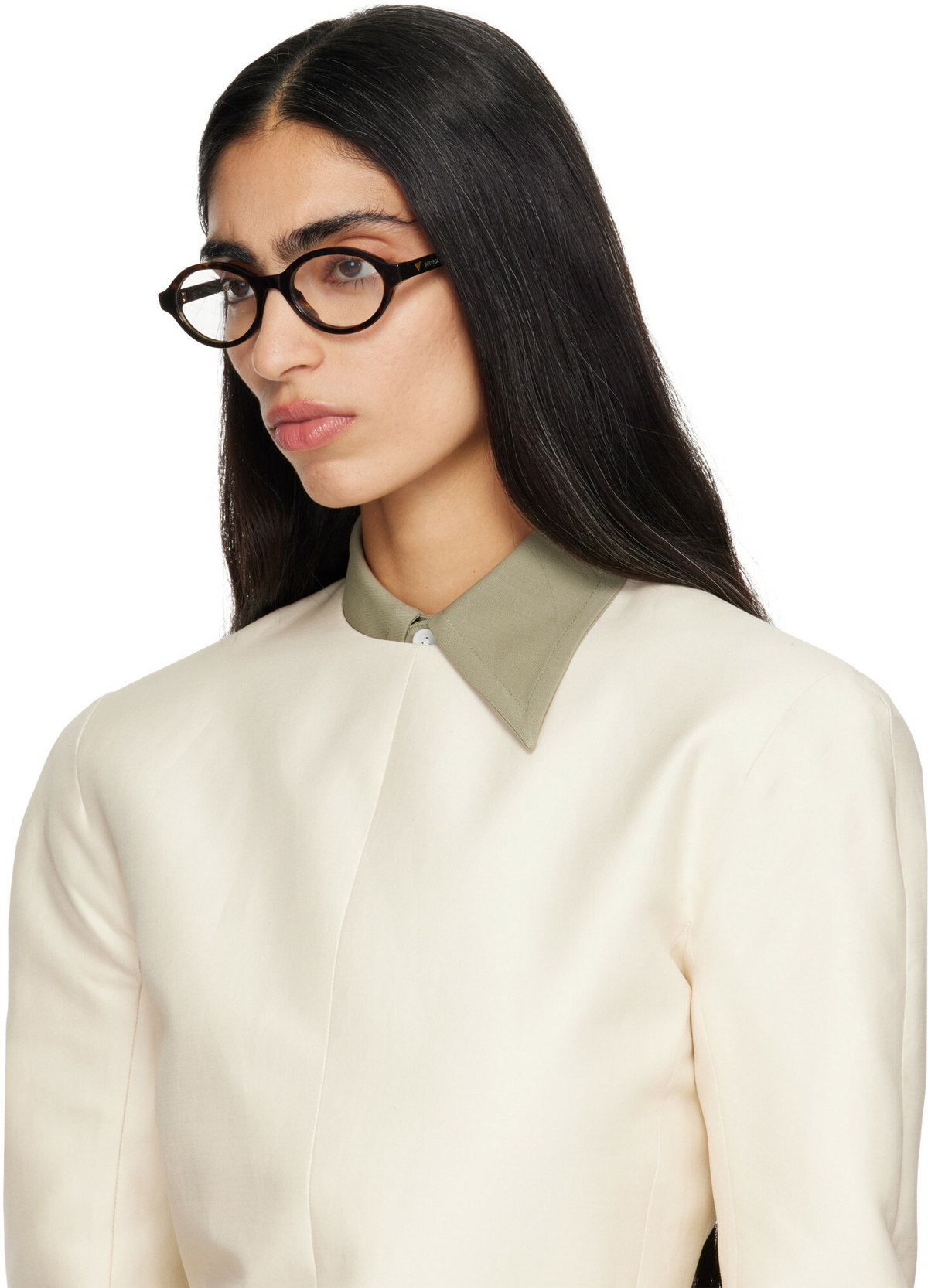 Bottega Veneta Brown Classic Oval Glasses