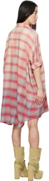 R13 Pink Plaid Oversized Boxy Shirt Minidress