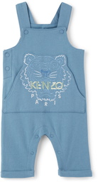 Kenzo Baby Blue Tiger Long Sleeve T-Shirt & Overalls Set