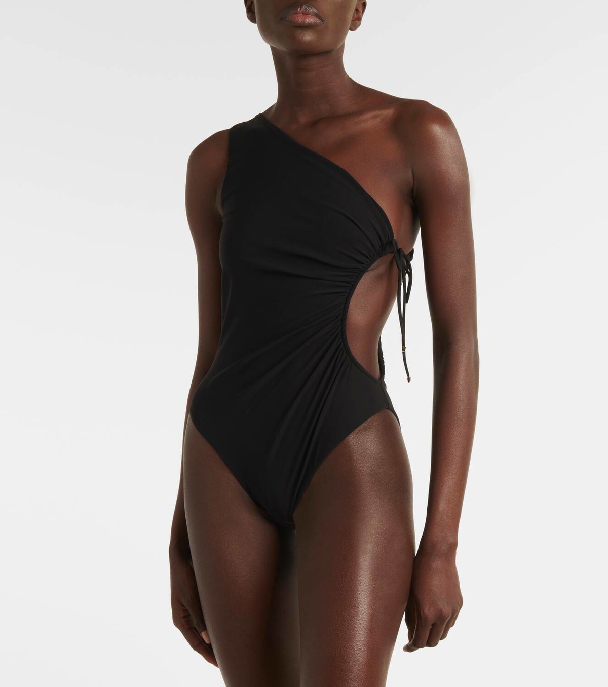 Saint Laurent Gathered one-shoulder swimsuit