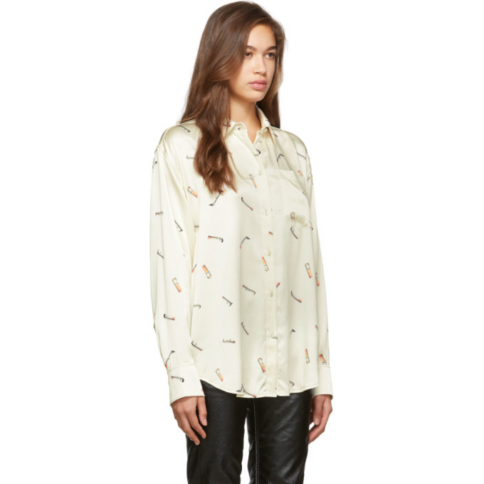 Alexander Wang Off-White Cigarette Printed Mens Shirt Alexander Wang