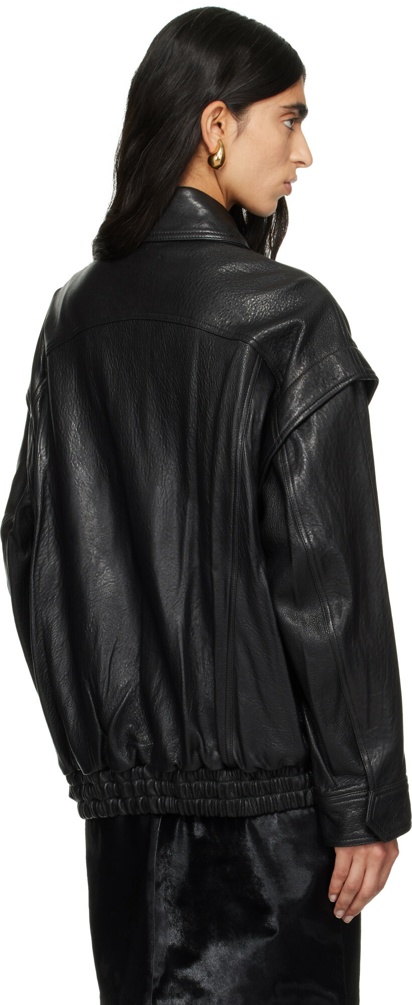 Nour Hammour Black Micah Leather Bomber Jacket