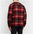 Nudie Jeans - Lenny Faux Shearling-Lined Checked Wool-Blend Jacket - Red
