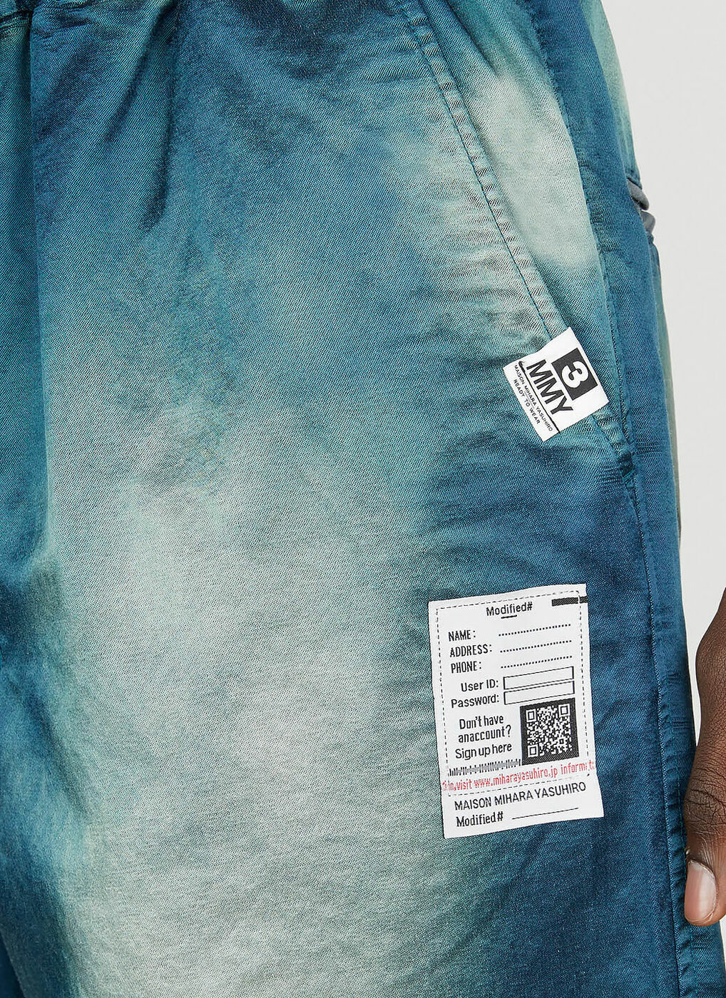 Maison Mihara Yasuhiro - Faded Satin Shorts in Blue Maison