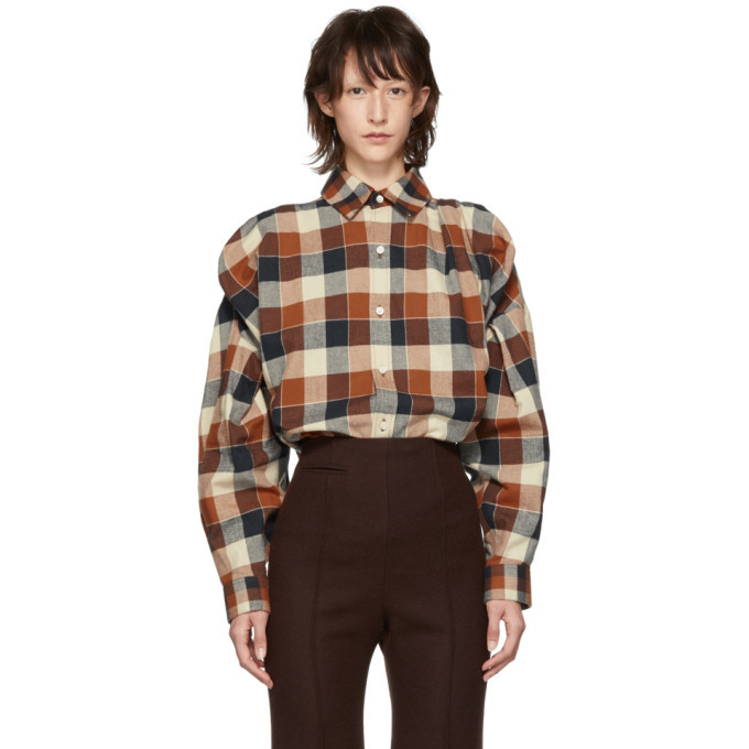 Facetasm Orange Oversized Check Shirt Facetasm