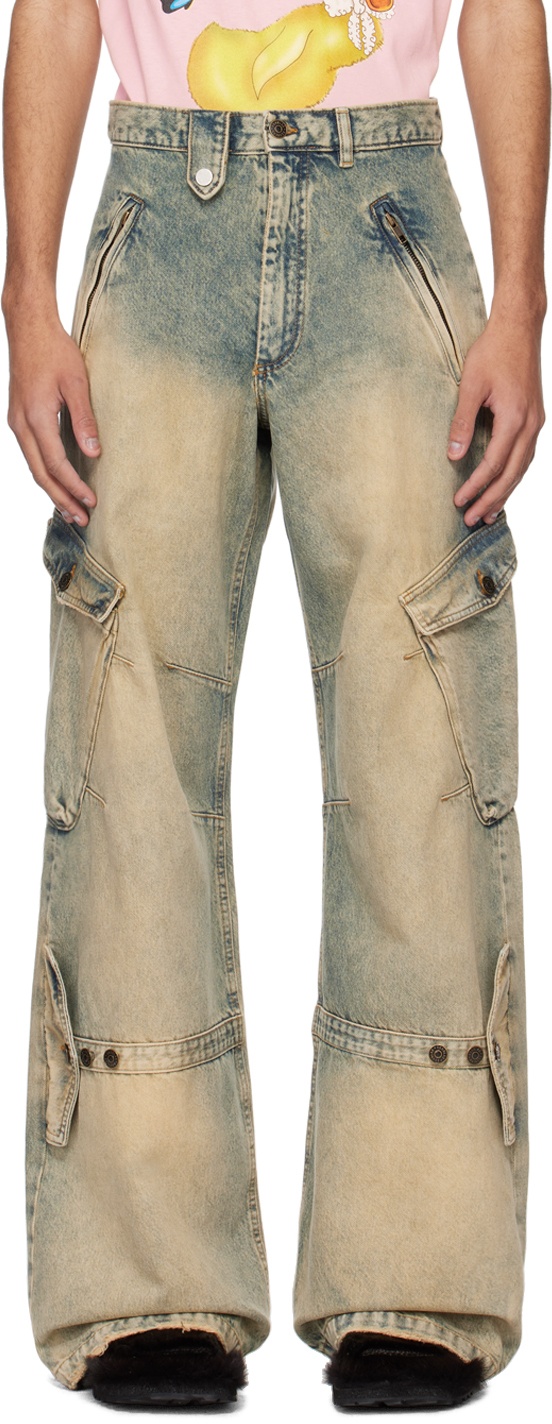 EGONlab Beige Cargo Pocket Jeans