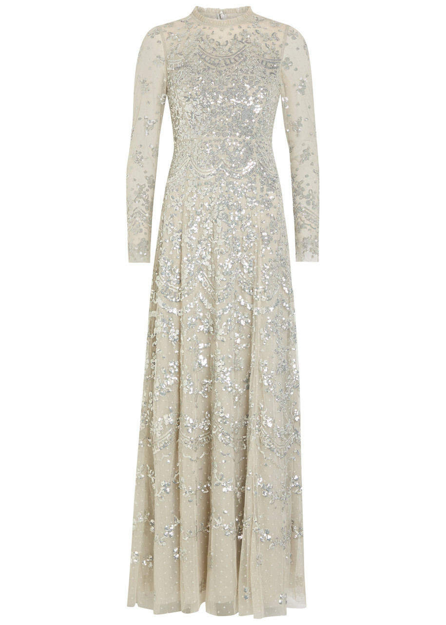 Needle & Thread Freya Sequin-embellished Tulle Gown Light Green