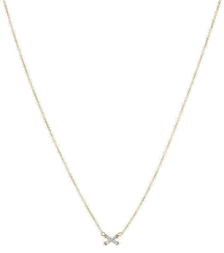 Photo: Stone and Strand Diamond Cross Stitch 14kt gold necklace with diamonds