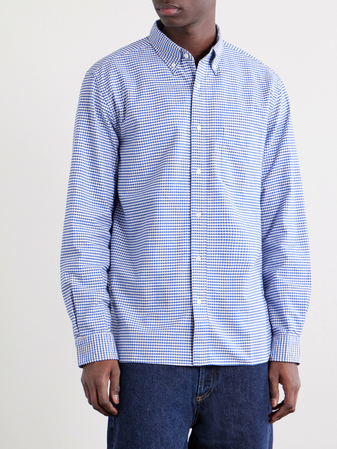 Beams Plus - Button-Down Collar Checked Cotton Shirt - Blue