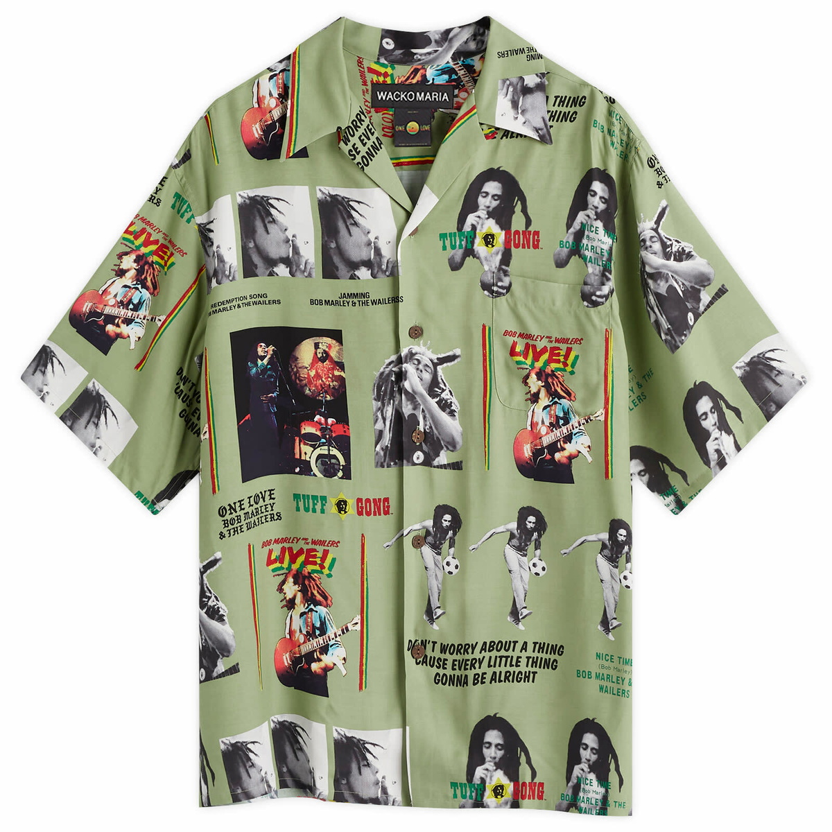 Wacko Maria Men's x Bob Marley Type-1 Hawaiian Shirt in Green