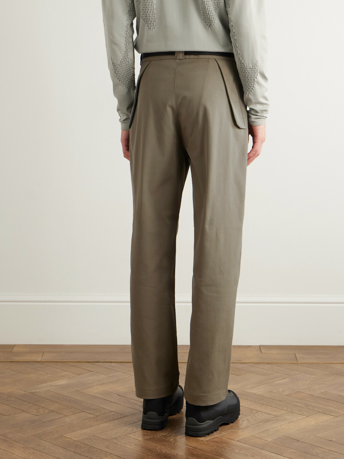 ROA - Slim-Fit Straight-Leg Logo-Embroidered Belted Cotton-Blend Twill Trousers - Brown