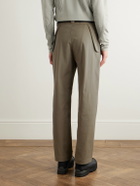 ROA - Slim-Fit Straight-Leg Logo-Embroidered Belted Cotton-Blend Twill Trousers - Brown