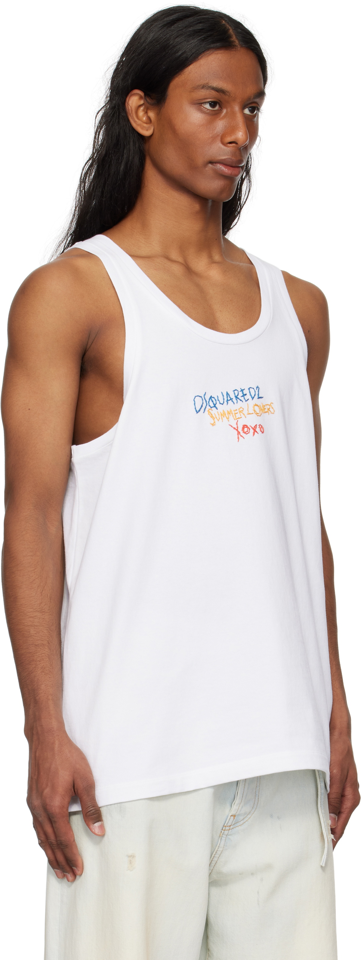 Dsquared2 White 'Summer Lovers' Sport Fit Tank Top