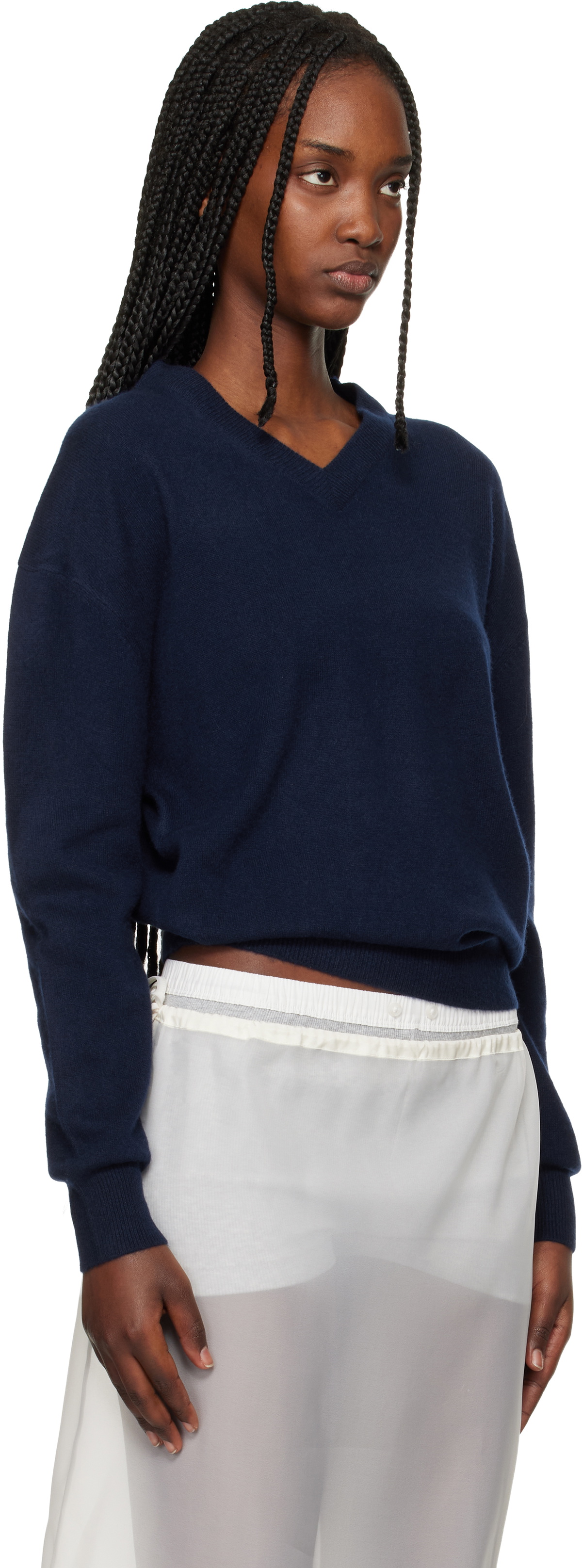 Belle Anna Navy Valley Sweater