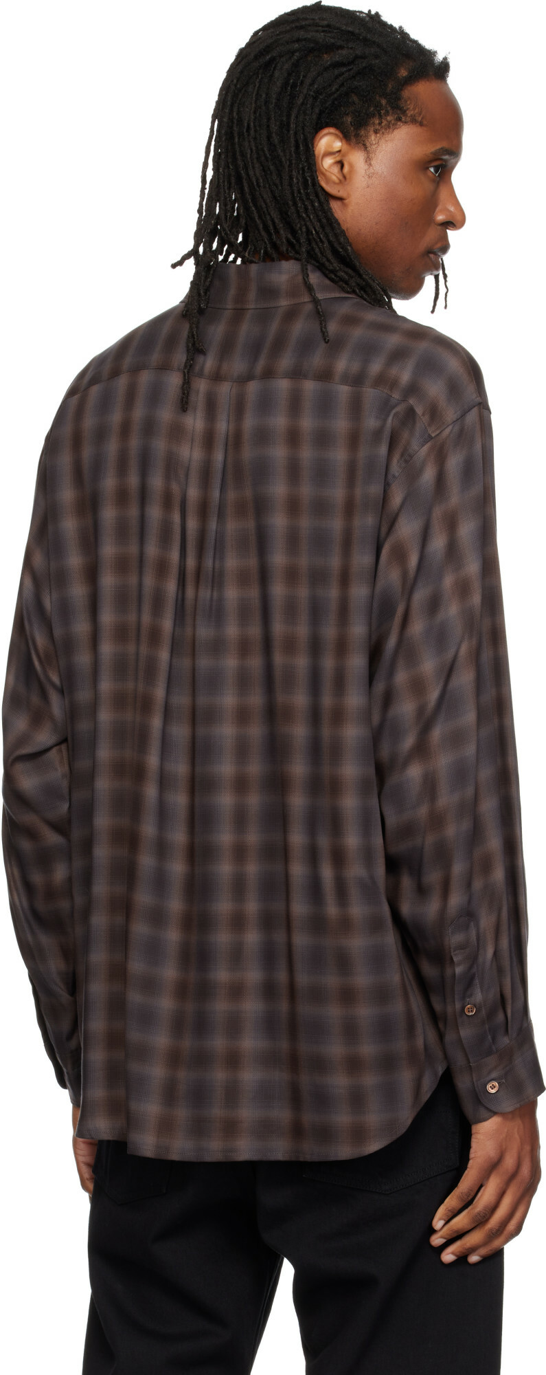 Solid Homme Brown Cupro Check Shirt