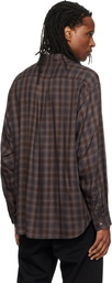 Solid Homme Brown Cupro Check Shirt