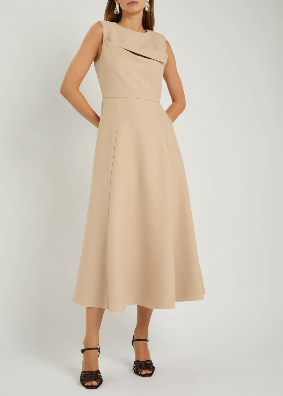 Roland Mouret Panelled Crepe Midi Dress Cream