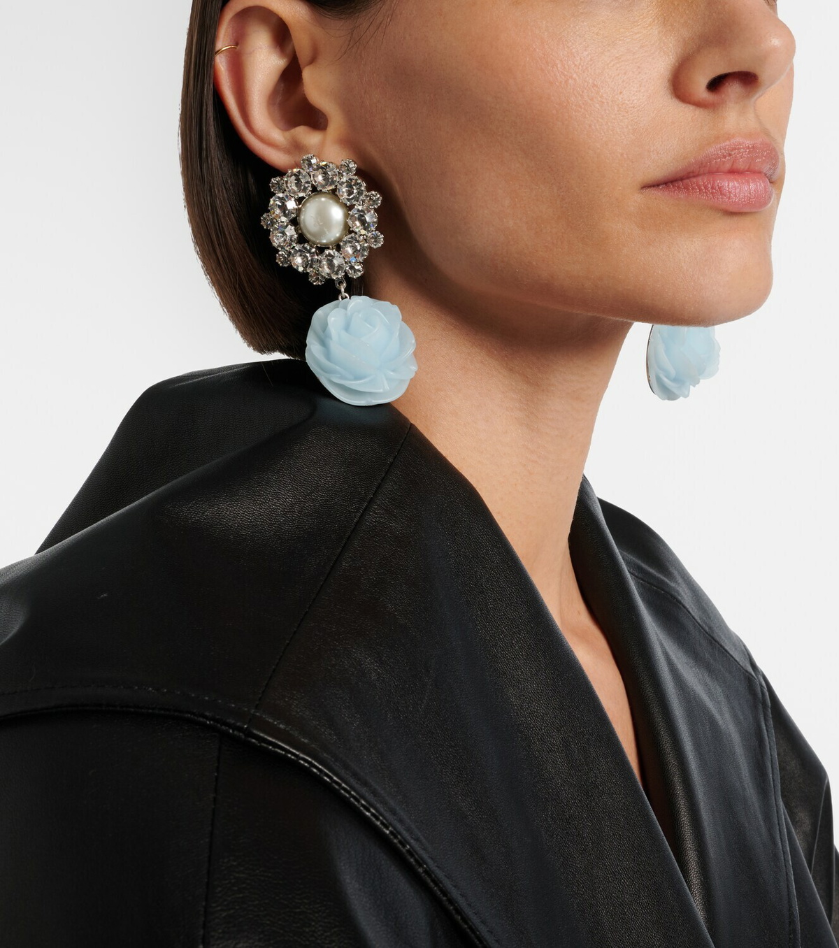 Magda Butrym Floral-appliqué embellished drop earrings