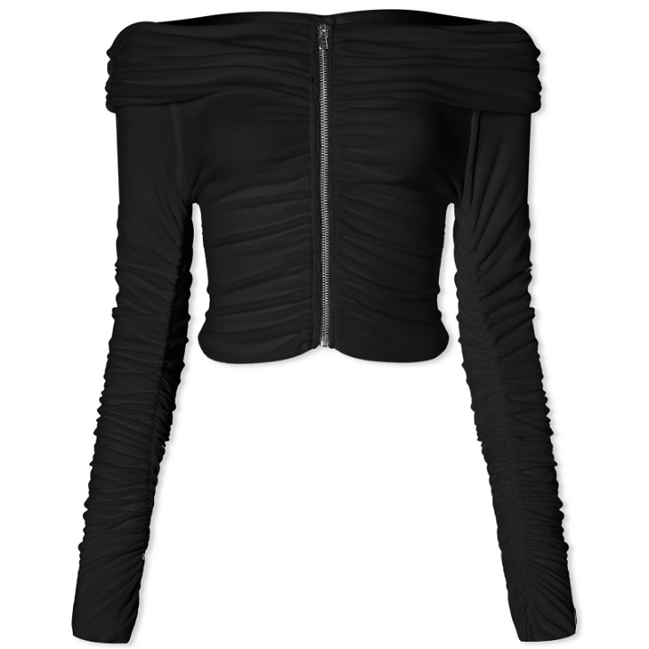Photo: Sami Miro Vintage Women's Foldover Shirred LS Top in Black