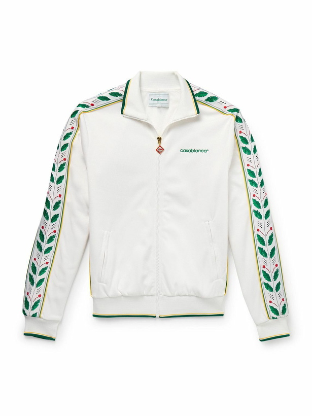 Photo: Casablanca - Laurel Logo-Embroidered Jersey Track Jacket - White