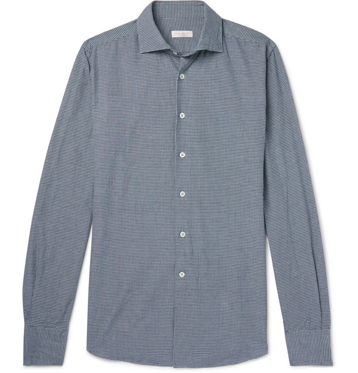 Photo: Incotex - Ween Slim-Fit Cutaway-Collar Checked Cotton Shirt - Men - Blue