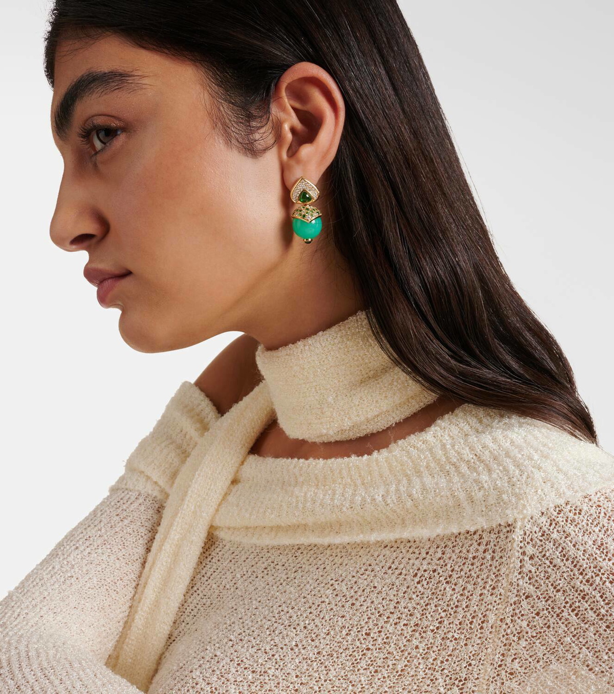 Marina B Stetlia 18kt gold earrings with chrysoprase and gemstones