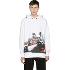 Palm Angels White Burning Car Hoodie