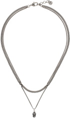 Alexander McQueen Silver Skull Dou Chain Necklace