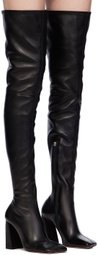 Amina Muaddi Black Marine Stretch Thigh High Boots
