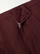 Dolce&Gabbana - Maiolica Corallo Straight-Leg Pleated Linen Shorts - Burgundy