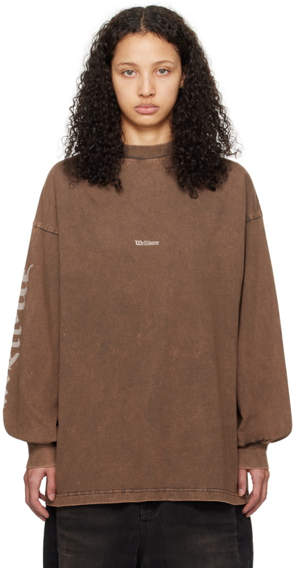 Photo: We11done Brown Faded Long Sleeve T-Shirt