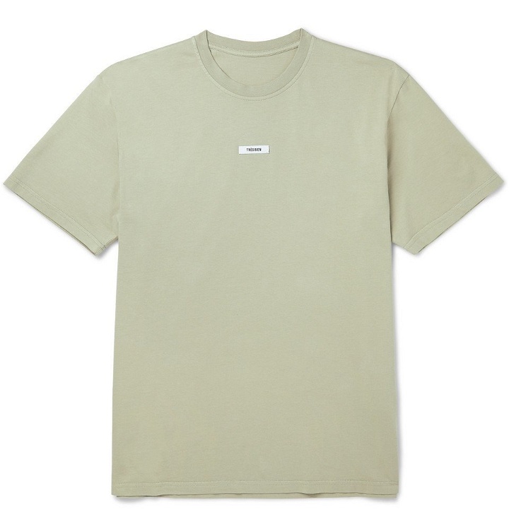 Photo: Très Bien - Escape Logo-Appliquéd Cotton-Jersey T-Shirt - Light green