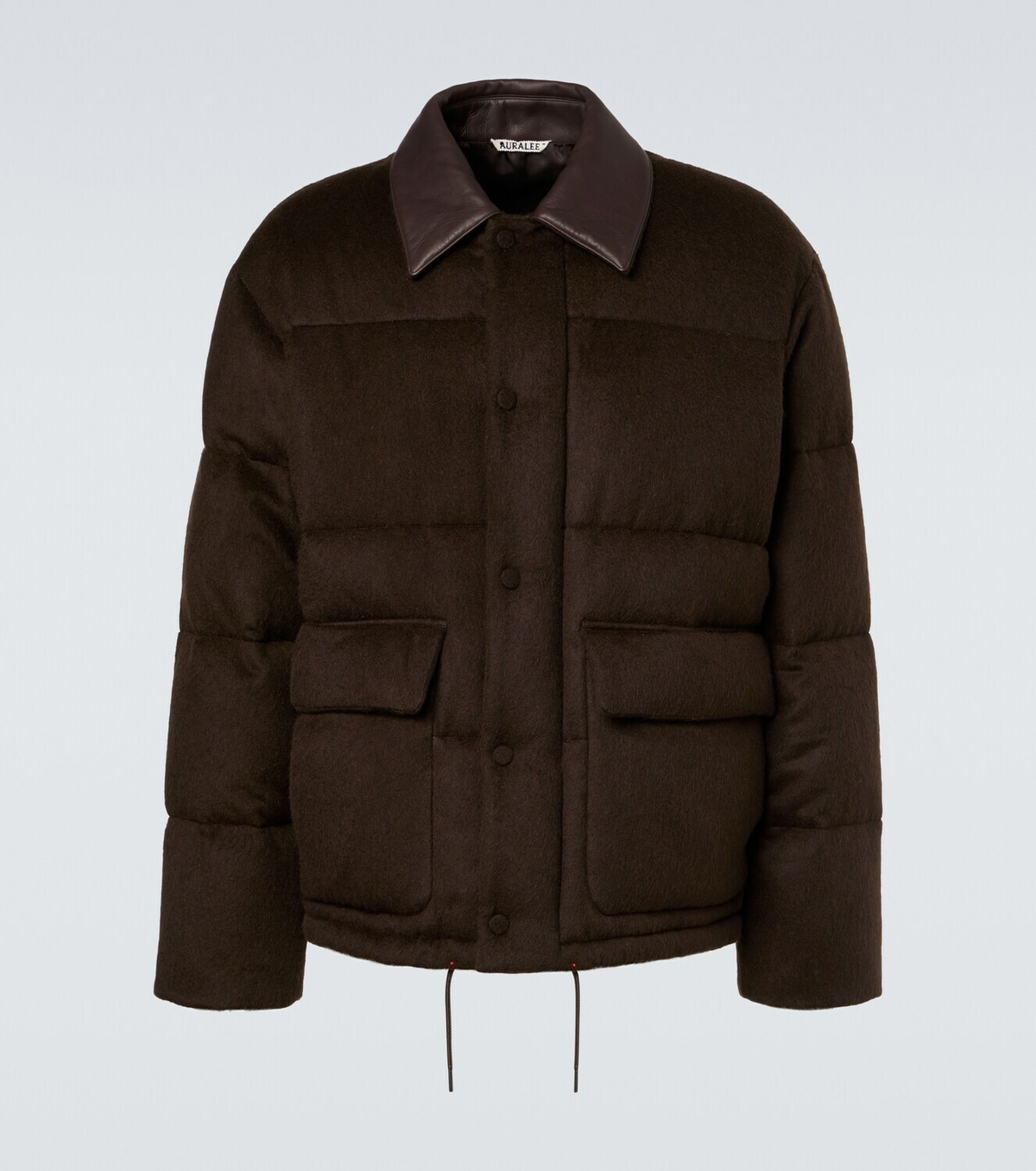 Auralee Leather-trimmed camel hair down jacket Auralee