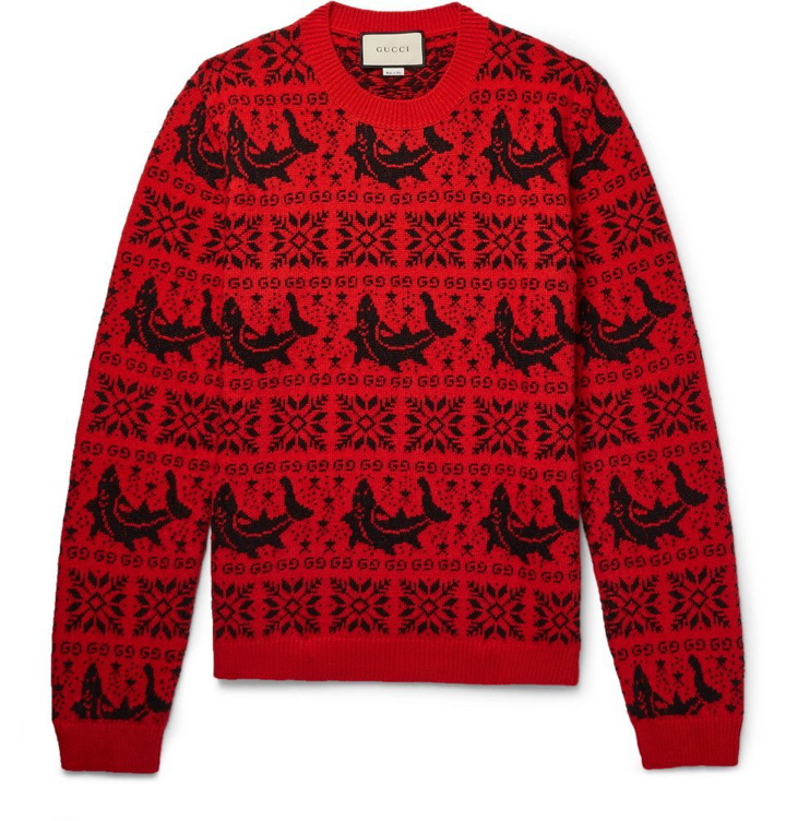 Photo: Gucci - Fair Isle Jacquard Wool and Alpaca-Blend Sweater - Men - Red