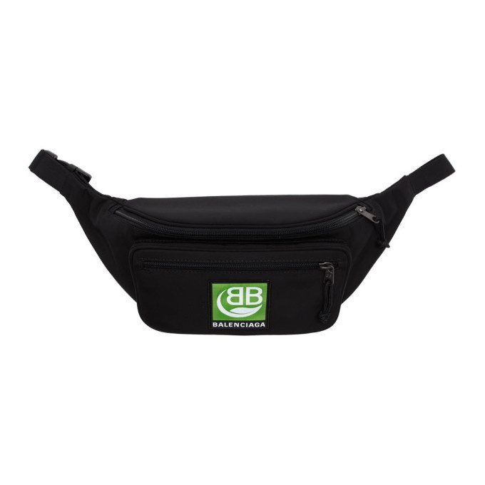 Photo: Balenciaga Black Green Logo Explorer Belt Pack