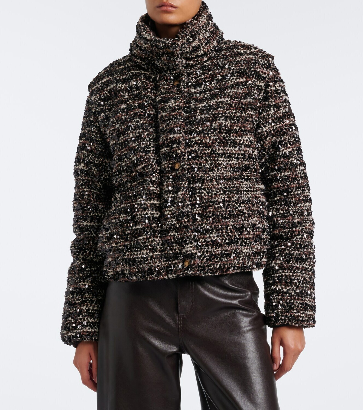 Moncler Poetique sequined bouclé down jacket