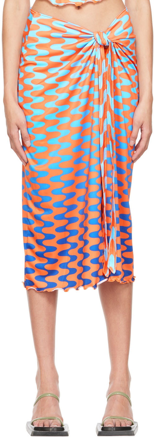 FENSI SSENSE Exclusive Orange & Blue Midi Skirt