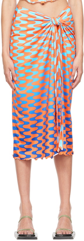 Photo: FENSI SSENSE Exclusive Orange & Blue Midi Skirt
