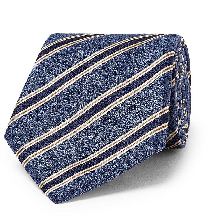 Photo: Canali - 8cm Striped Textured-Silk Tie - Men - Blue