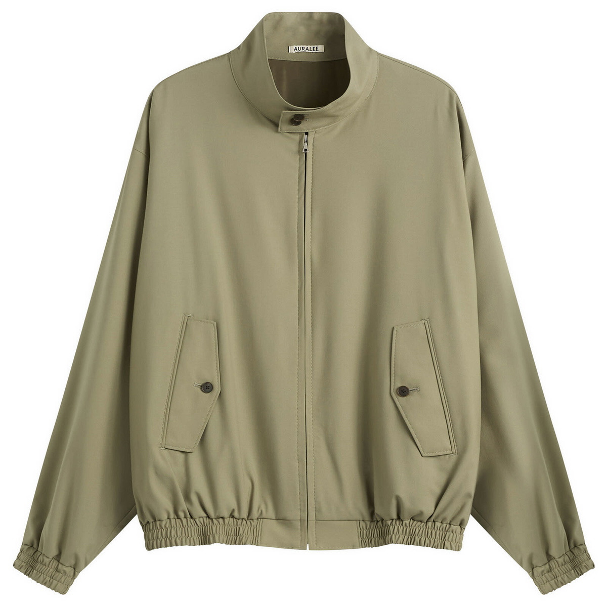 Auralee Men's Tropical Wool Zip Blouson in Light Khaki Auralee