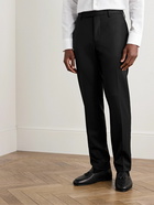 Etro - Slim-Fit Silk-Blend Trimmed Stretch-Wool Twill Tuxedo Trousers - Black