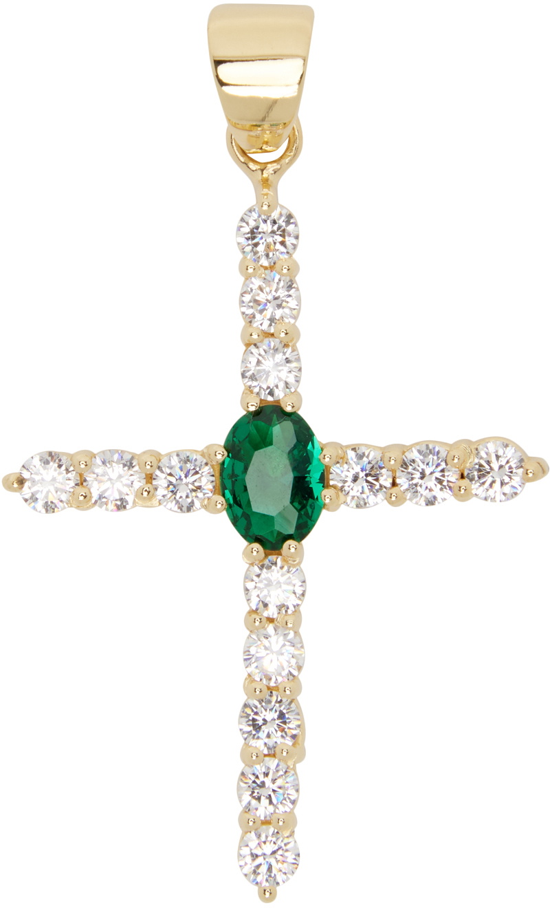 VEERT Gold & Green 'The Small Cross' Pendant