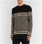 Balmain - Logo-Jacquard Cotton Sweater - Black