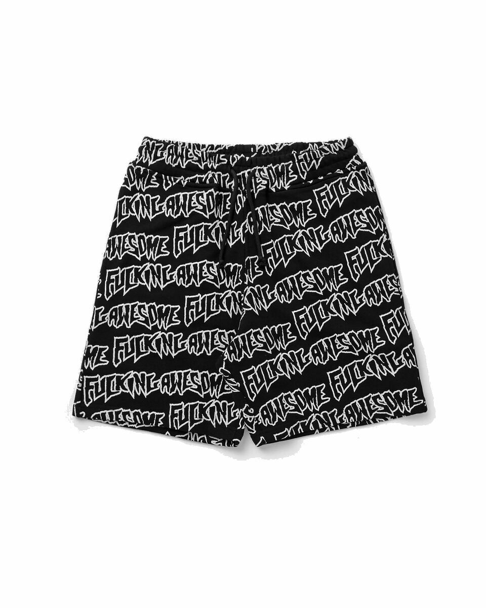 Photo: Fucking Awesome Aop Stamp Sweatshorts Black - Mens - Casual Shorts