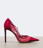 Jimmy Choo Brigitte lace-trimmed satin pumps