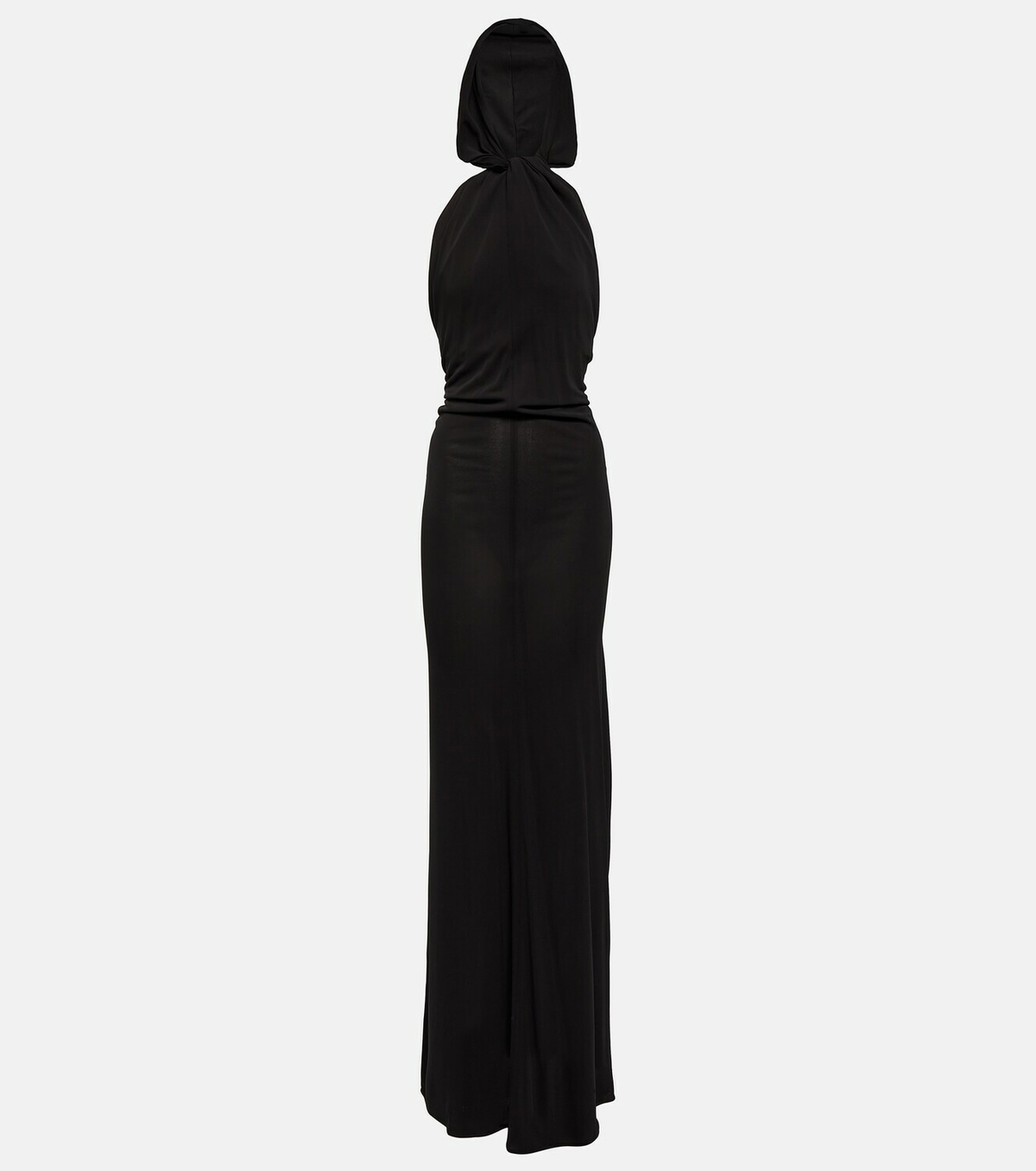 【関税&送料込】Saint Laurent Black Crepe Long Dress Saint Laurent - Hooded crêpe jersey gown Saint Laurent