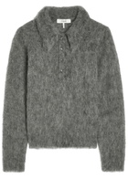 Chloe Brushed Knit Wool-blend Polo top Grey