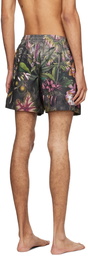 Dries Van Noten Gray Printed Swim Shorts